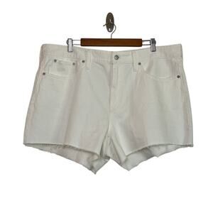 Madewell Womens Relaxed Denim 4" Shorts White Cutoff Size 16W Rigid Cotton Beach
